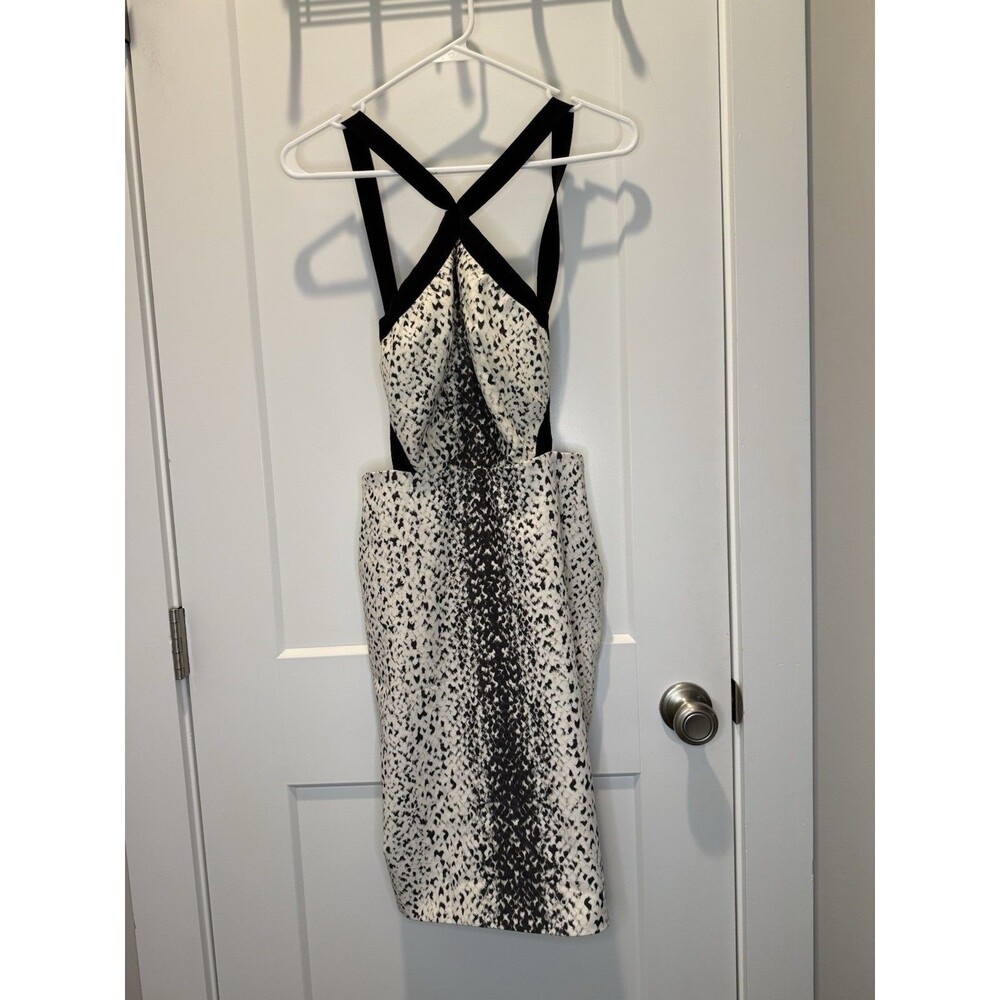 Bec + Bridge Snake Print Bodycon Dress Open Back Strappy Midi 2 XSmall Cocktail